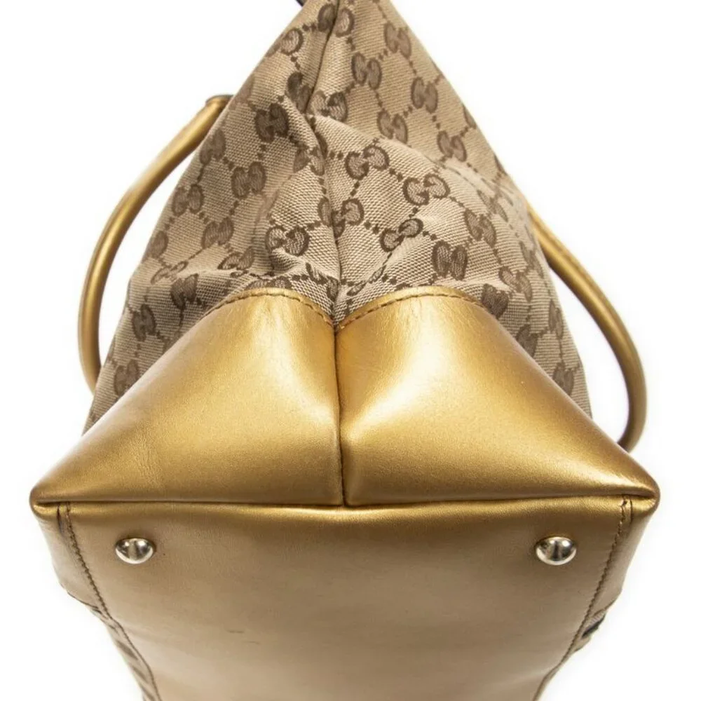 Gucci Medium Bree Heart Gold Beige GG Canvas Shoulder Bag Gold Beige - Picture 8 of 10